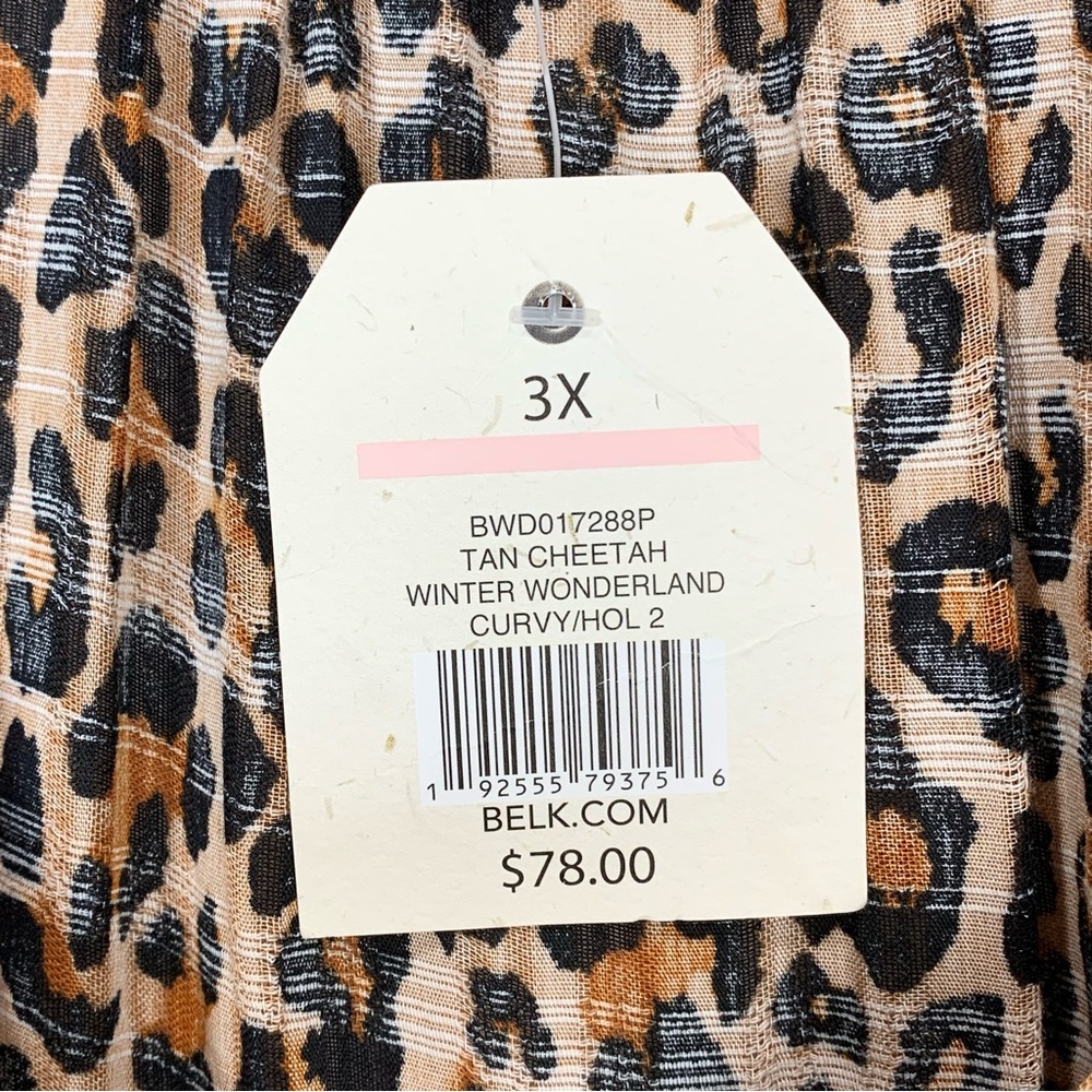 Wonderly NWT Leopard Print Long Sleeve V-Neck Tiered Skirt Mini Dress - Size 3X - Picture 15 of 16